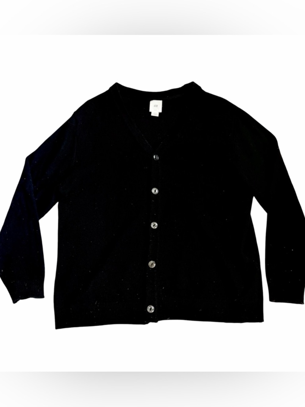 H&M L.O.G.G. Black Wool Loose Fit Cardigan Men’s Size XL
